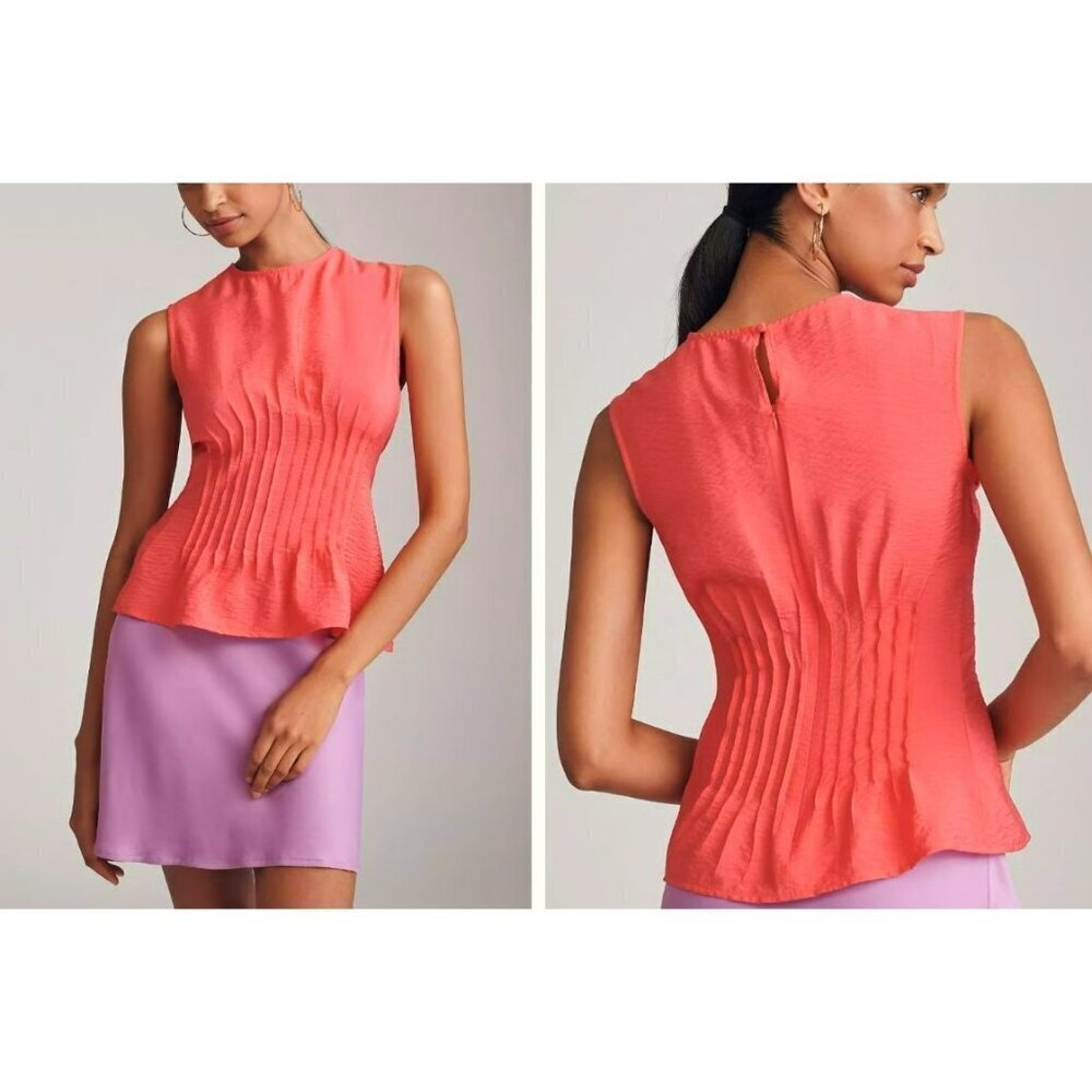 Anthropologie Delia Size XS Red Textured Peplum Top NWT